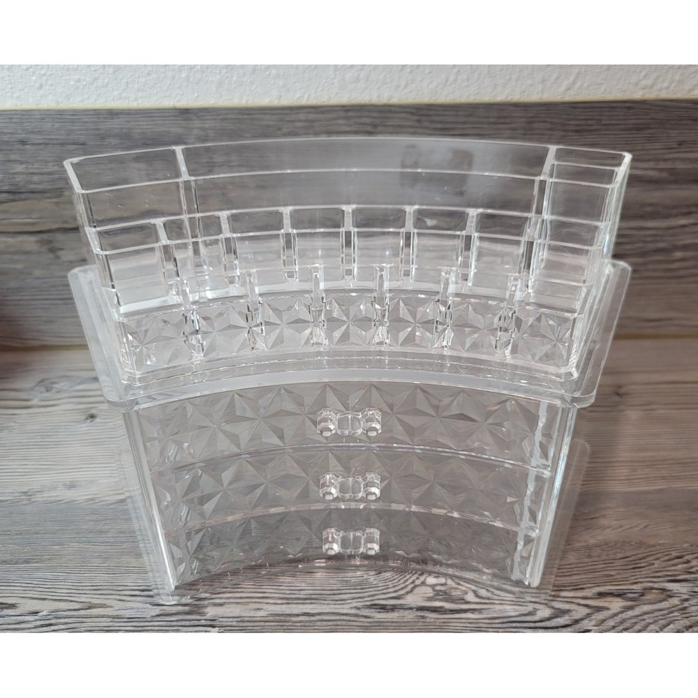 Acrylic Curved two piece set makeup jewlery orginizer 3 drawer 19 compartment